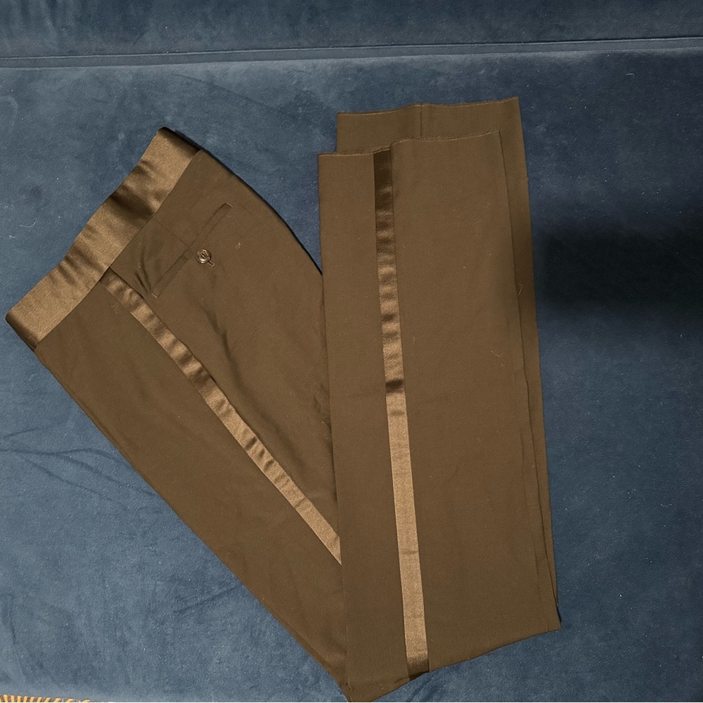 NWOT Giorgio Armani Tuxedo Trousers Suit Dress Pants Satin Trim Black 44